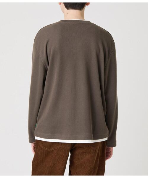 Park Slope NEWYORKER（パークスロープニューヨーカー）の「レイヤード長袖Tシャツ（Tシャツ/カットソー・メンズ・ホワイト/ブラウン・SMALL/MEDIUM/LARGE/X-LARGE）」の8枚目の写真