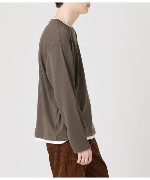 Park Slope NEWYORKER（パークスロープニューヨーカー）の「レイヤード長袖Tシャツ（Tシャツ/カットソー・メンズ・ホワイト/ブラウン・SMALL/MEDIUM/LARGE/X-LARGE）」の9枚目の写真