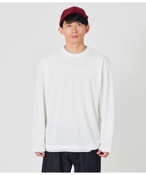 Park Slope NEWYORKER（パークスロープニューヨーカー）の「レイヤード長袖Tシャツ（Tシャツ/カットソー・メンズ・ホワイト/ブラウン・SMALL/MEDIUM/LARGE/X-LARGE）」の14枚目の写真