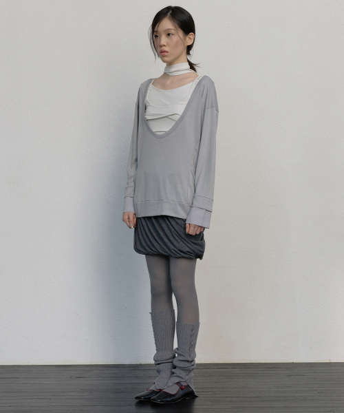 FLAREUP(フレアアップ)の「2レイヤーオフセット長袖 (FL-198_Gray)(Tシャツ/カットソー・レディース・グレー・OS)」の5枚目の写真