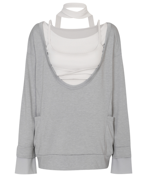 FLAREUP(フレアアップ)の「2レイヤーオフセット長袖 (FL-198_Gray)(Tシャツ/カットソー・レディース・グレー・OS)」の7枚目の写真