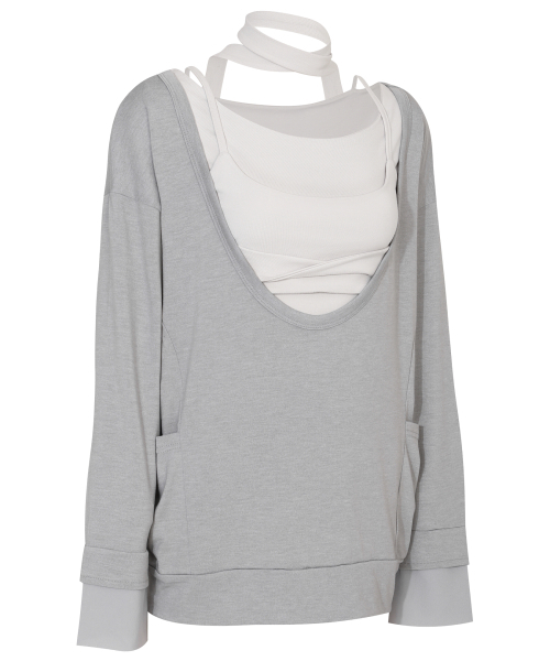 FLAREUP(フレアアップ)の「2レイヤーオフセット長袖 (FL-198_Gray)(Tシャツ/カットソー・レディース・グレー・OS)」の8枚目の写真