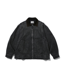 Denim Work Zip-Up Jacket - Washed Black
