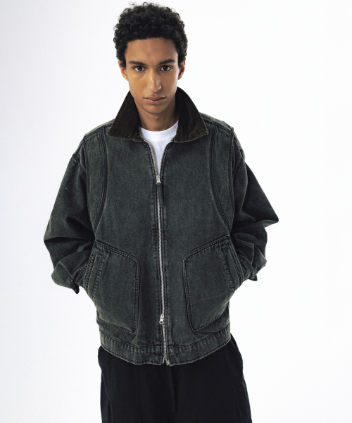 ANGLAN（アングラン）の「Denim Work Zip-Up Jacket - Washed Black（デニムジャケット・メンズ・その他・1/2）」の6枚目の写真