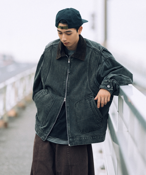 ANGLAN（アングラン）の「Denim Work Zip-Up Jacket - Washed Black（デニムジャケット・メンズ・その他・1/2）」の9枚目の写真