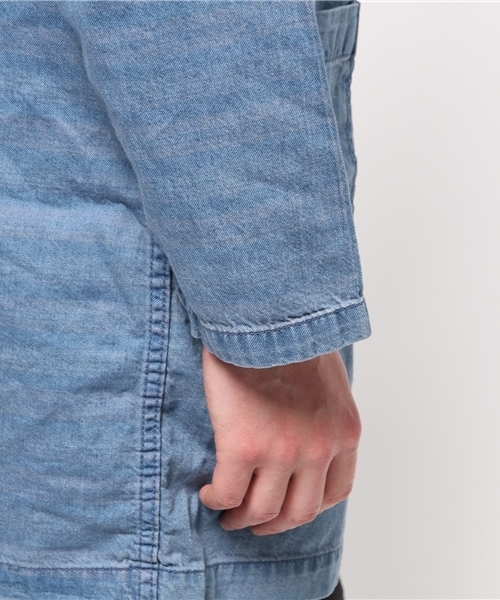 SEVENDAYS=SUNDAY（セブンデイズサンデイ）の「インディゴボーダー　ガウンコート（ステンカラーコート・メンズ・インディゴブルー/ライトインディゴブルー・LARGE/SMALL/MEDIUM）」の10枚目の写真