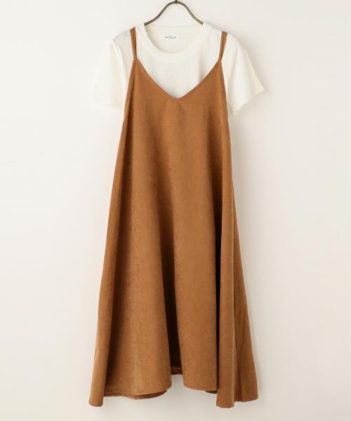 Ray Cassin レイカズン の フェイクスエードキャミワンピース テレコインナーセット ワンピース Wear