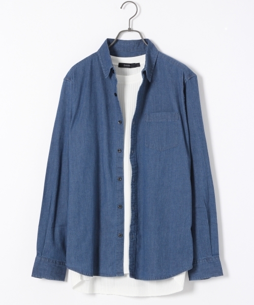 RAGEBLUE（レイジブルー）の「ストレッチデニムシャツ/732692（シャツ/ブラウス・メンズ・ブルー/ネイビー/その他1・LARGE/MEDIUM）」の3枚目の写真