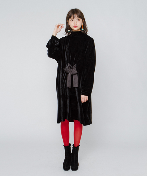 merry jenny（メリージェニー）の「ベロアリボンワンピース（ワンピース・レディース・ブラック/ラベンダー・FREE）」の2枚目の写真