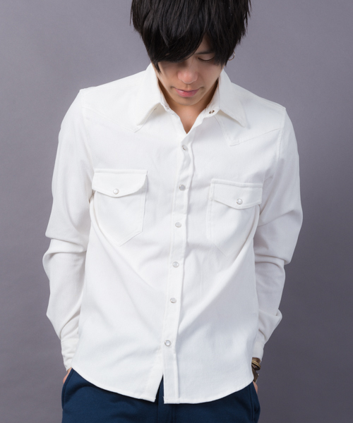 MANGROVE（マングローブ）の「【MANGROVE】ストレッチコーデュロイウエスタンシャツ（シャツ/ブラウス・メンズ・ネイビー/グレー/チャコールグレー/ホワイト/アイボリー/ブラック/ワイン/ベージュ・SMALL/MEDIUM/LARGE/X-LARGE）」の2枚目の写真