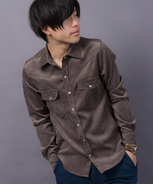 MANGROVE（マングローブ）の「【MANGROVE】ストレッチコーデュロイウエスタンシャツ（シャツ/ブラウス・メンズ・ネイビー/グレー/チャコールグレー/ホワイト/アイボリー/ブラック/ワイン/ベージュ・SMALL/MEDIUM/LARGE/X-LARGE）」の5枚目の写真