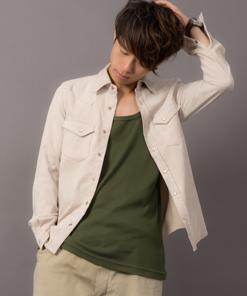 MANGROVE（マングローブ）の「【MANGROVE】ストレッチコーデュロイウエスタンシャツ（シャツ/ブラウス・メンズ・ネイビー/グレー/チャコールグレー/ホワイト/アイボリー/ブラック/ワイン/ベージュ・SMALL/MEDIUM/LARGE/X-LARGE）」の3枚目の写真