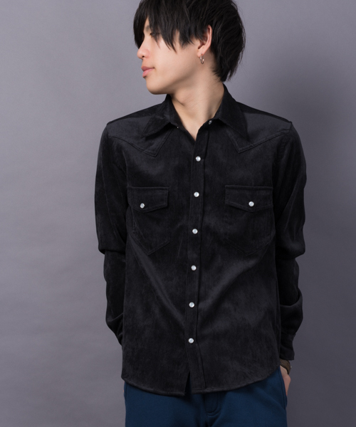 MANGROVE（マングローブ）の「【MANGROVE】ストレッチコーデュロイウエスタンシャツ（シャツ/ブラウス・メンズ・ネイビー/グレー/チャコールグレー/ホワイト/アイボリー/ブラック/ワイン/ベージュ・SMALL/MEDIUM/LARGE/X-LARGE）」の4枚目の写真