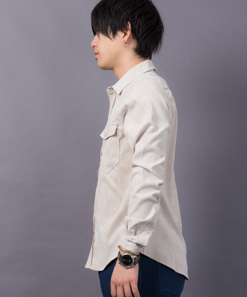 MANGROVE（マングローブ）の「【MANGROVE】ストレッチコーデュロイウエスタンシャツ（シャツ/ブラウス・メンズ・ネイビー/グレー/チャコールグレー/ホワイト/アイボリー/ブラック/ワイン/ベージュ・SMALL/MEDIUM/LARGE/X-LARGE）」の14枚目の写真