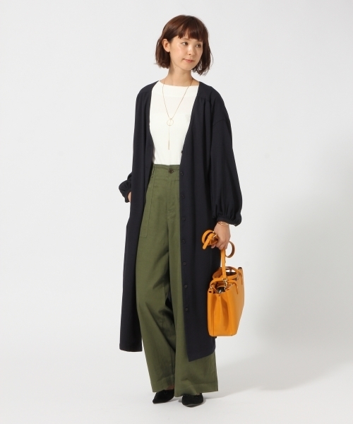 GLOBAL WORK（グローバルワーク）の「Vネックコートワンピース/766238（ワンピース・レディース・カーキ/ベージュ/ネイビー・LARGE/MEDIUM）」の6枚目の写真