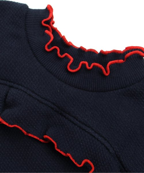 apres les cours（アプレレクール）の「フリルトレーナー（スウェット・キッズ・ネイビー/ピンク・80/90/100/110/120/130/140）」の4枚目の写真