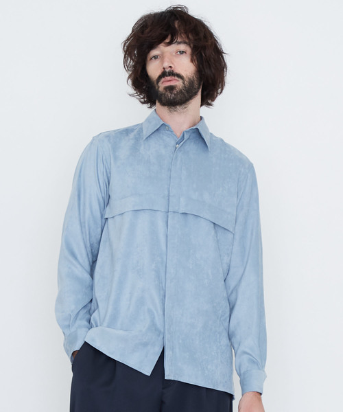 UNITED TOKYO（ユナイテッドトウキョウ）の「スエードレギュラーシャツ（シャツ/ブラウス・メンズ・ブラック/サックスブルー/バーガンディー・1/2/3）」の3枚目の写真