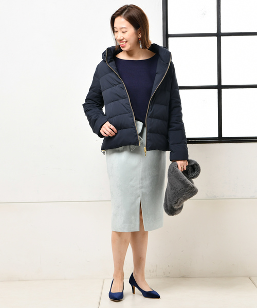 un dix cors（アンディコール）の「NEWミドルダウンジャケット（ダウンジャケット/コート・レディース・アイボリー/ネイビー/ブラック・ﾌﾘ-）」の8枚目の写真