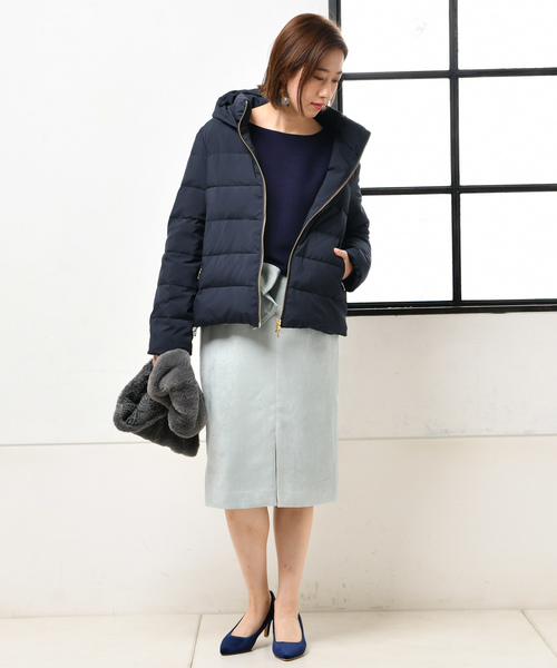 un dix cors（アンディコール）の「NEWミドルダウンジャケット（ダウンジャケット/コート・レディース・アイボリー/ネイビー/ブラック・ﾌﾘ-）」の9枚目の写真