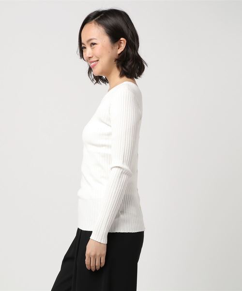 PEGGY LANA(ペギーラナ)の「Vneck Rib 2way CD(ニット/セーター・レディース・イエロー/ネイビー/ホワイト・FREE)」の6枚目の写真