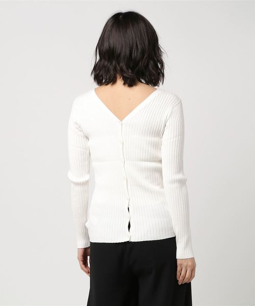 PEGGY LANA(ペギーラナ)の「Vneck Rib 2way CD(ニット/セーター・レディース・イエロー/ネイビー/ホワイト・FREE)」の5枚目の写真