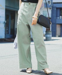 Fashion Letter | リネン&デニム ウエストリボン付きワイドパンツ(デニムパンツ)