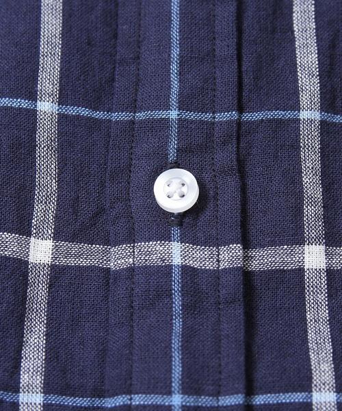 coen（コーエン）の「綿麻チェック七分袖レギュラーカラーシャツ（シャツ/ブラウス・メンズ・ライトブルー/ネイビー・X-LARGE/LARGE/MEDIUM/SMALL）」の6枚目の写真