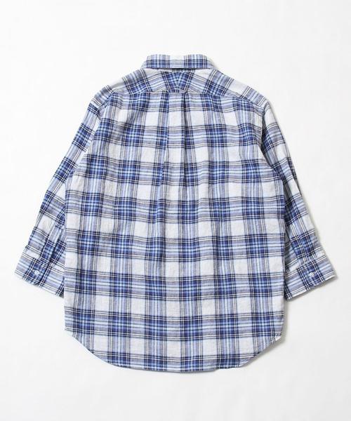 coen（コーエン）の「綿麻チェック七分袖レギュラーカラーシャツ（シャツ/ブラウス・メンズ・ライトブルー/ネイビー・X-LARGE/LARGE/MEDIUM/SMALL）」の9枚目の写真