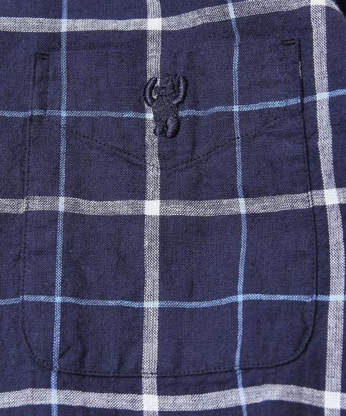 coen（コーエン）の「綿麻チェック七分袖レギュラーカラーシャツ（シャツ/ブラウス・メンズ・ライトブルー/ネイビー・X-LARGE/LARGE/MEDIUM/SMALL）」の10枚目の写真