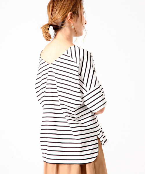 Tiara（ティアラ）の「後ろVボートネックカットソー（Tシャツ/カットソー・レディース・その他1/ホワイト/ブラック/その他2・FREE）」の14枚目の写真