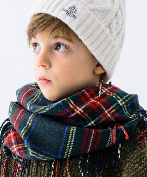 Smoothy(スムージー)の「Smoothy Check Ring Muffler / スムージー チェックリングマフラー(ストール/ショール・キッズ・ホワイト/ブラック/レッド/グリーン/ワイン/グリーン系その他・FREE)」の3枚目の写真