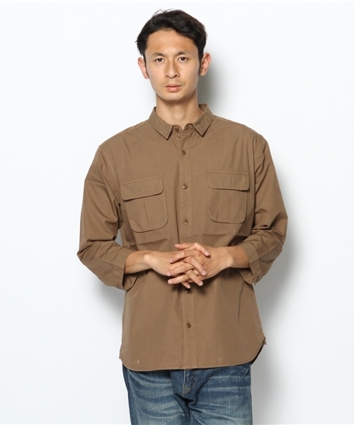 BEAMS(ビームス)の「○BEAMS / ガーメントダイ アーミー 7/10 シャツ(シャツ/ブラウス・メンズ・ブラック/ダークブラウン・SMALL/MEDIUM/LARGE/X-LARGE)」の1枚目の写真