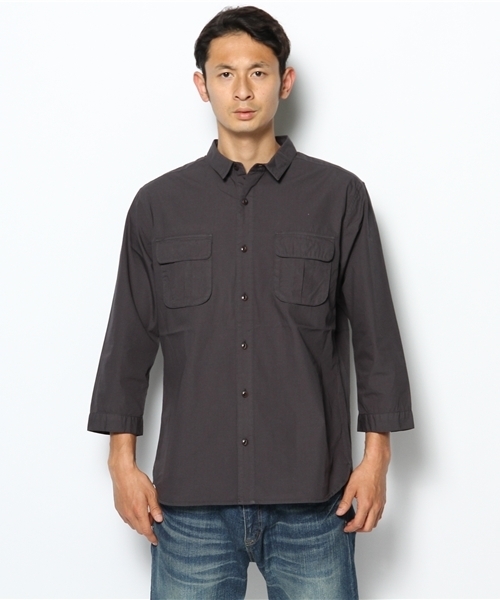BEAMS(ビームス)の「○BEAMS / ガーメントダイ アーミー 7/10 シャツ(シャツ/ブラウス・メンズ・ブラック/ダークブラウン・SMALL/MEDIUM/LARGE/X-LARGE)」の3枚目の写真