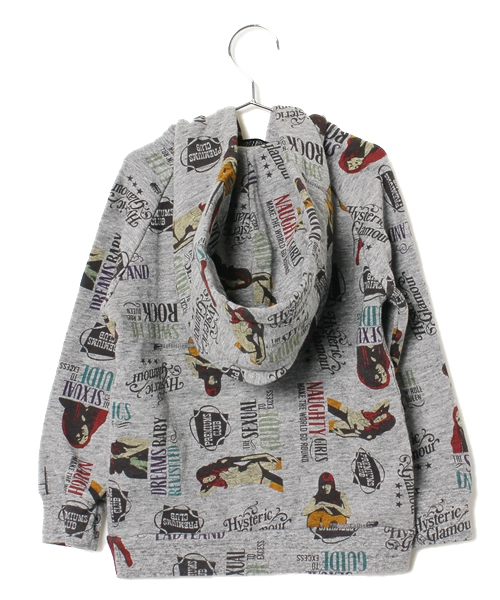 JOEY HYSTERIC（ジョーイヒステリック）の「ACOUSTIC総柄 PK（パーカー・キッズ・ホワイト系その他/グレー系その他・X-SMALL/SMALL/MEDIUM）」の3枚目の写真