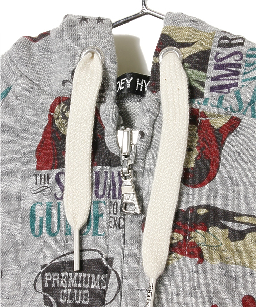 JOEY HYSTERIC（ジョーイヒステリック）の「ACOUSTIC総柄 PK（パーカー・キッズ・ホワイト系その他/グレー系その他・X-SMALL/SMALL/MEDIUM）」の4枚目の写真