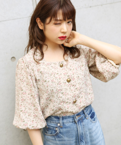 apres jour（アプレジュール）の「スクエアネックバルーンブラウス【ZOZOTOWN限定アイテム】（シャツ/ブラウス・レディース・ダークブラウン/ベージュ/ピンク・フリー）」の4枚目の写真