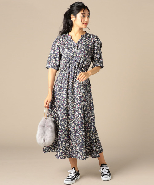 Doux Archives ドゥアルシーヴ の 小花柄5分袖シャツワンピース シャツワンピース Wear