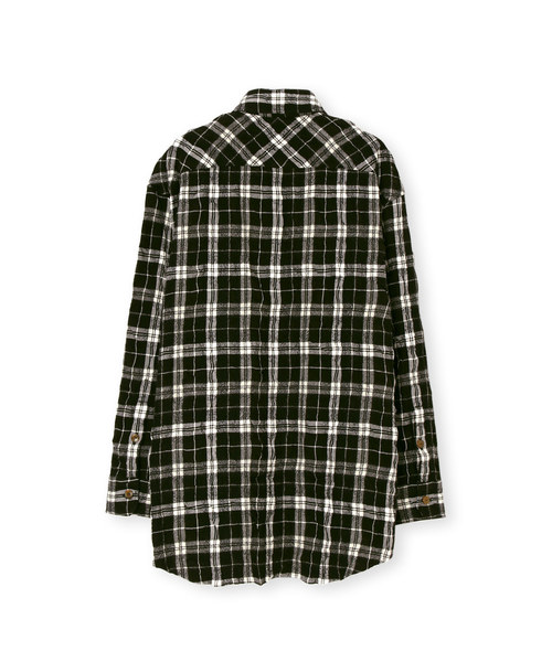 ヴィヴィアンウエストウッドマン リンクルチェックビッグシャツ 44 ブラック ヴィヴィアンウエストウッドマン リンクルチェックビッグシャツ 44