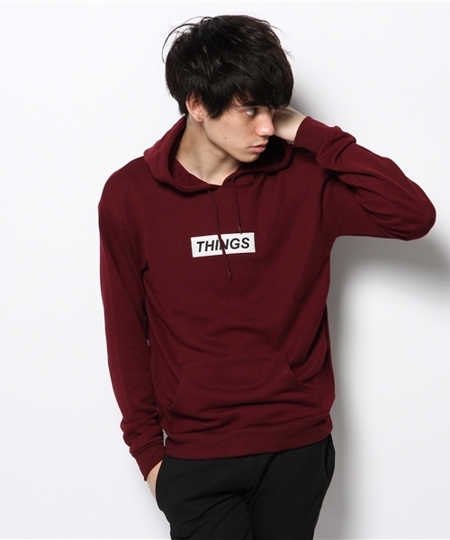 WEGO（ウィゴー）の「WEGO/ワッペンBOXロゴプルパーカー（パーカー・メンズ・ブラック/杢グレー/ブルー/ネイビー/ワイン・MEDIUM/LARGE）」の5枚目の写真