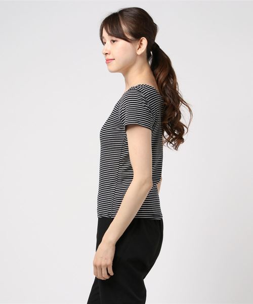 Cheek(チーク)の「ピンボーダー半袖T(Tシャツ/カットソー・レディース・ピンク/ベージュ/ホワイト/ブラック・MEDIUM)」の6枚目の写真