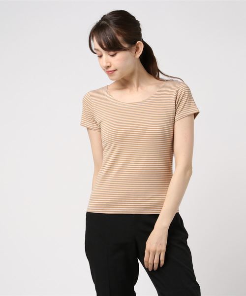 Cheek(チーク)の「ピンボーダー半袖T(Tシャツ/カットソー・レディース・ピンク/ベージュ/ホワイト/ブラック・MEDIUM)」の13枚目の写真
