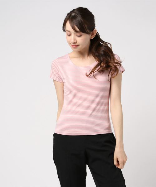 Cheek(チーク)の「ピンボーダー半袖T(Tシャツ/カットソー・レディース・ピンク/ベージュ/ホワイト/ブラック・MEDIUM)」の11枚目の写真