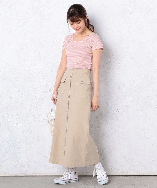 Cheek(チーク)の「ピンボーダー半袖T(Tシャツ/カットソー・レディース・ピンク/ベージュ/ホワイト/ブラック・MEDIUM)」の14枚目の写真