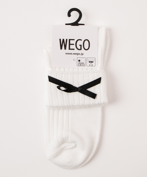 WEGO（ウィゴー）の「WEGO/リボン折り返しソックス（ソックス/靴下・レディース・ホワイト/グレー系その他/ブラック・FREE）」の4枚目の写真