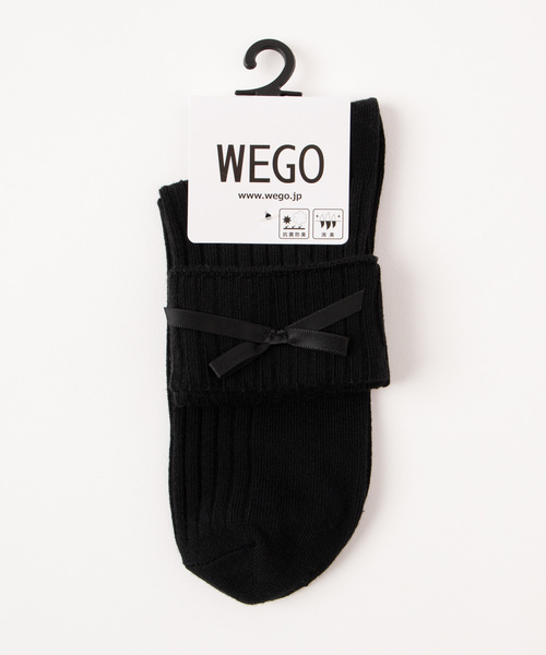 WEGO（ウィゴー）の「WEGO/リボン折り返しソックス（ソックス/靴下・レディース・ホワイト/グレー系その他/ブラック・FREE）」の5枚目の写真