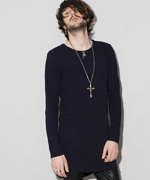 NO ID.（ノーアイディ）の「mt6001-ＣＥワッフルＣＮラウンドロンＴ（Tシャツ/カットソー・メンズ・アッシュグレー/ネイビー/アイボリー・1/2）」の3枚目の写真