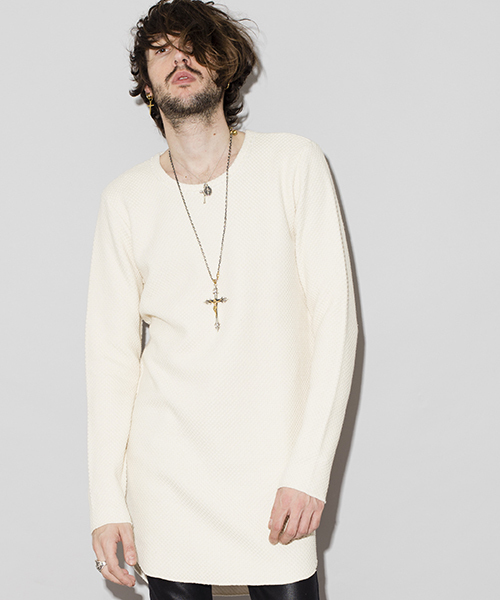 NO ID.（ノーアイディ）の「mt6001-ＣＥワッフルＣＮラウンドロンＴ（Tシャツ/カットソー・メンズ・アッシュグレー/ネイビー/アイボリー・1/2）」の2枚目の写真