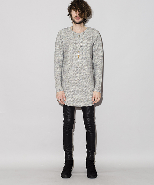 NO ID.（ノーアイディ）の「mt6001-ＣＥワッフルＣＮラウンドロンＴ（Tシャツ/カットソー・メンズ・アッシュグレー/ネイビー/アイボリー・1/2）」の7枚目の写真