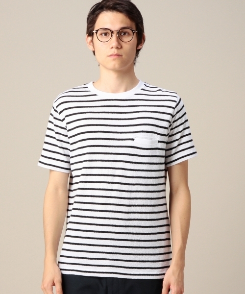 BEAUTY&YOUTH UNITED ARROWS（ビューティーアンドユースユナイテッドアローズ）の「BY ペア スキン ボーダー クルーネック Tシャツ ◆（Tシャツ/カットソー・メンズ・ブラック/ロイヤルブルー/ネイビー・LARGE/X-LARGE/SMALL/MEDIUM）」の10枚目の写真