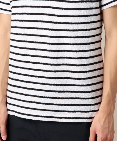 BEAUTY&YOUTH UNITED ARROWS（ビューティーアンドユースユナイテッドアローズ）の「BY ペア スキン ボーダー クルーネック Tシャツ ◆（Tシャツ/カットソー・メンズ・ブラック/ロイヤルブルー/ネイビー・LARGE/X-LARGE/SMALL/MEDIUM）」の9枚目の写真